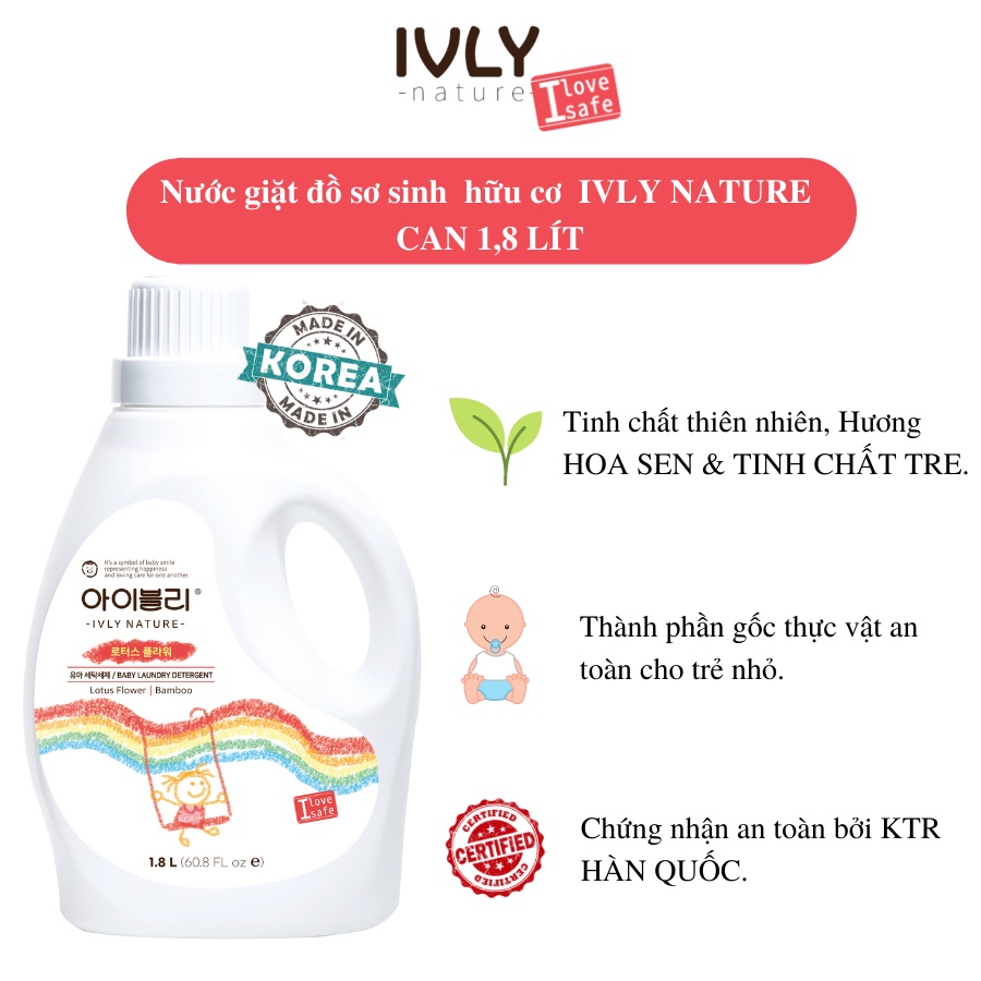 Nước giặt đồ trẻ sơ sinh tinh chất thiên nhiên IVLY Natural Hàn Quốc