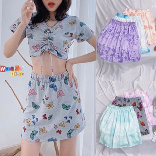 Chân Váy Thun Loang Màu Có Quần Trong - Váy Chữ A Lưng Thun 3D - MM