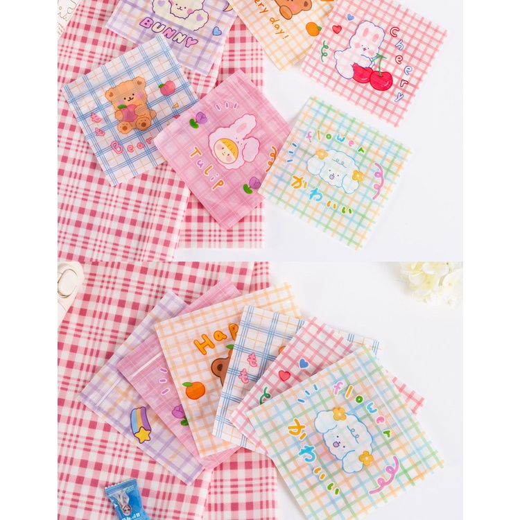 Túi ziplock đựng quà, đồ mini cô gái trái tim gấu bánh quy kẹo nhỏ mặt nạ lưu trữ bao bì họa tiết bắt mắt