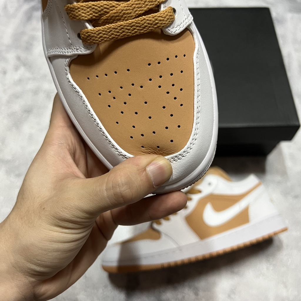 [KELLY SNEAKERS] Giày Thể Thao Sneaker Jordan 1 Low Vàng Đất  &quot;WhiteHemp&quot;  Hàng Cao Cấp (Ảnh Thật + Hàng Sẵn)