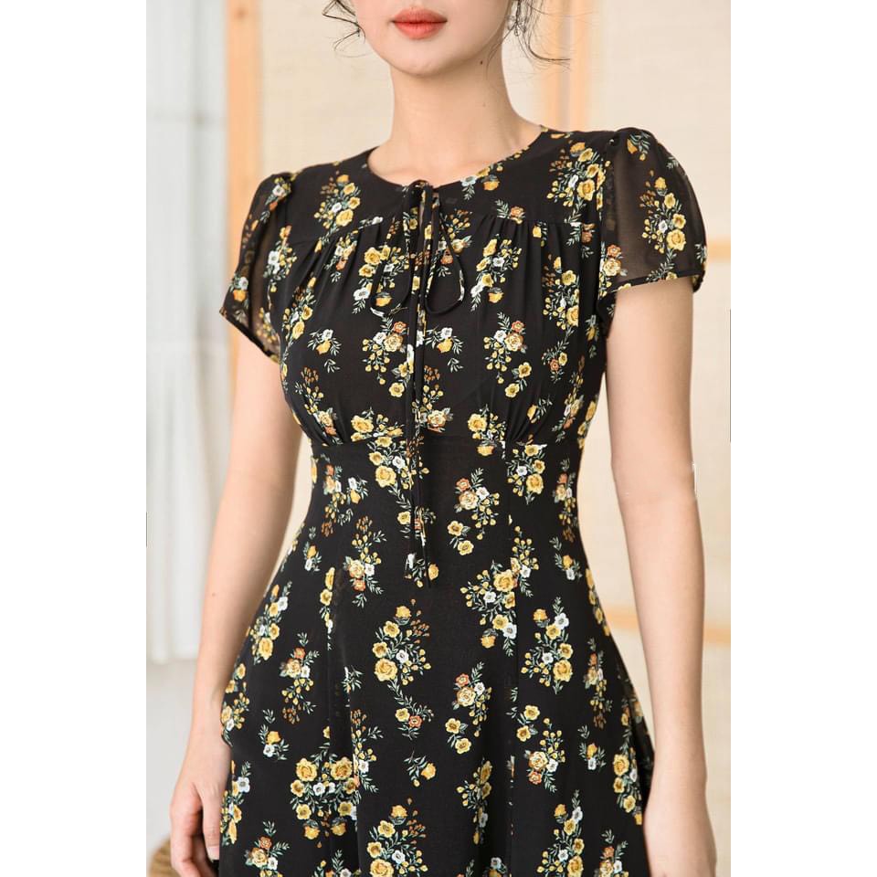 Đầm đen hoa họa tiết e1215 | BigBuy360 - bigbuy360.vn