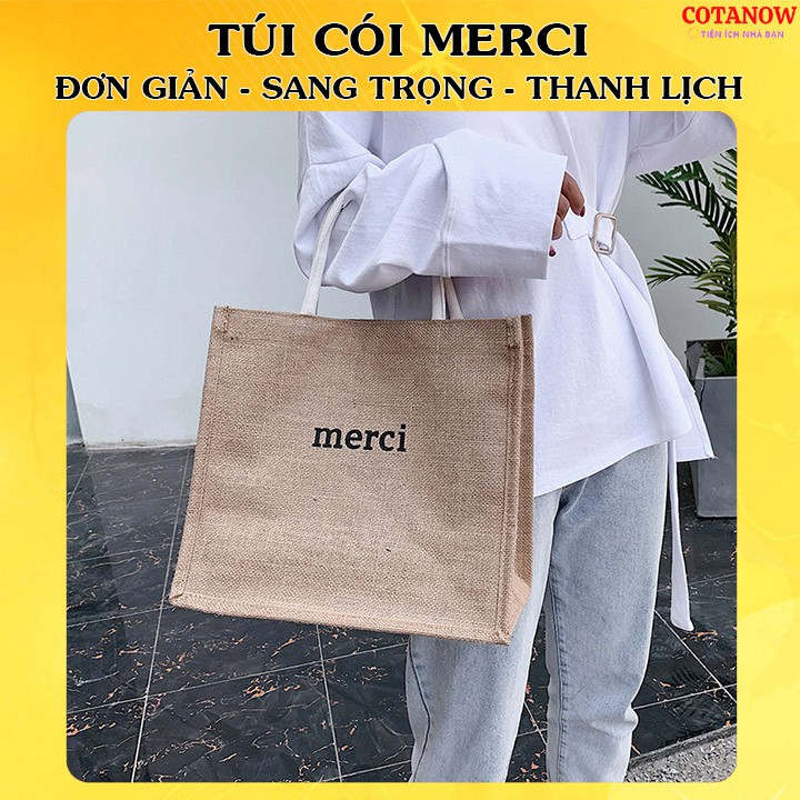 Túi Cói Đi Biển Merci loại 1 có lót COTANOW