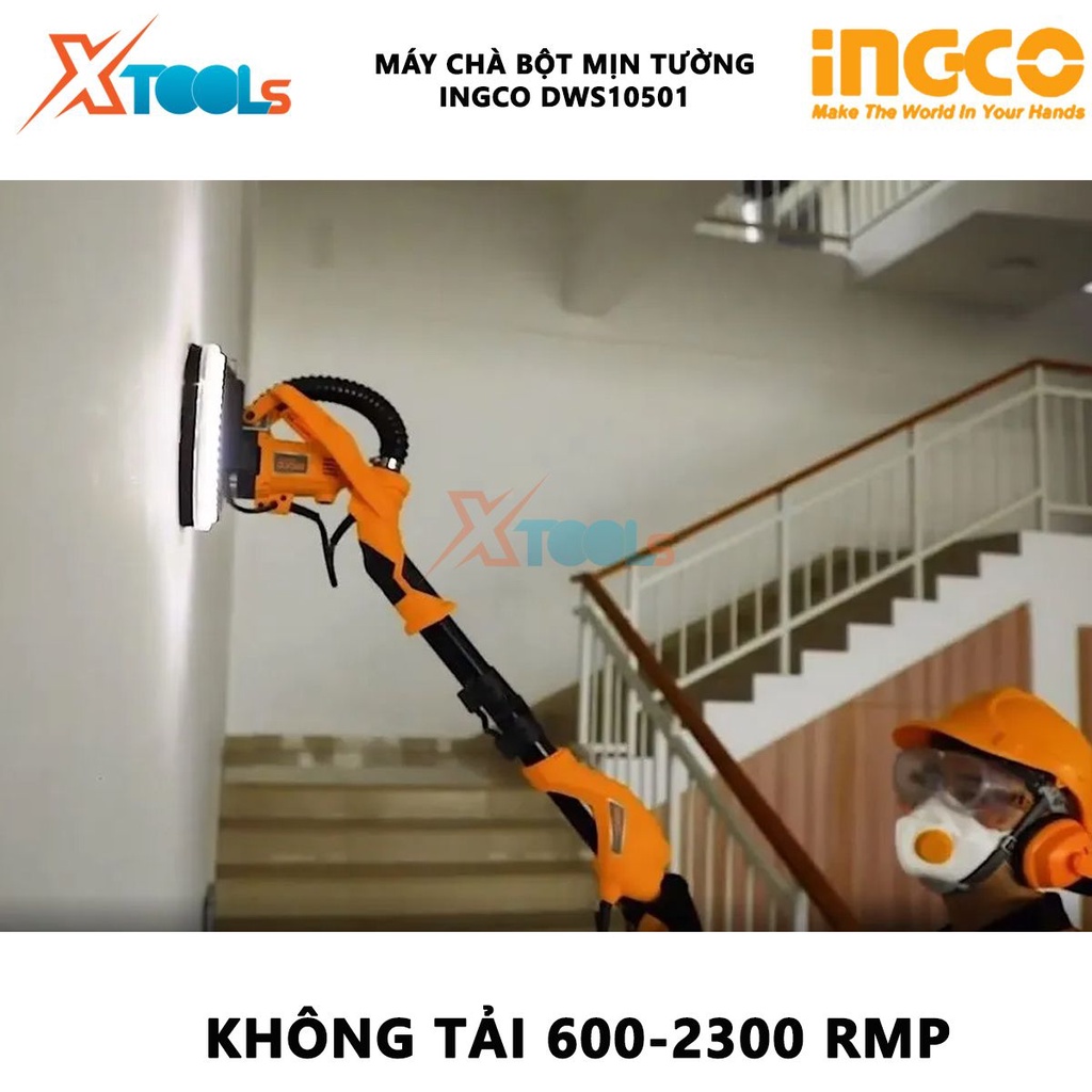Máy chà bột mịn tường INGCO DWS10501 | máy chà tường công suất 1050W tốc độ không tải 600-2300 rmp [CHÍNH HÃNG] [XTOOLs]
