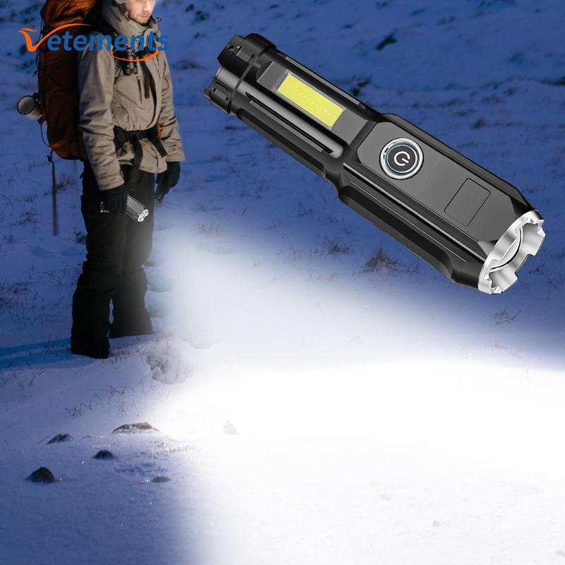 Đèn pin nhiều chế độ phóng to được chống thấm nước có cổng sạc USB