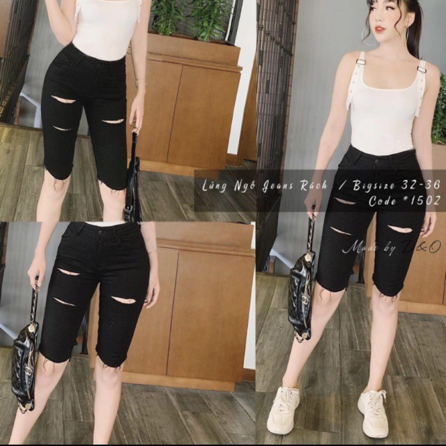 Quần jean ngố rách bigsize 32-36