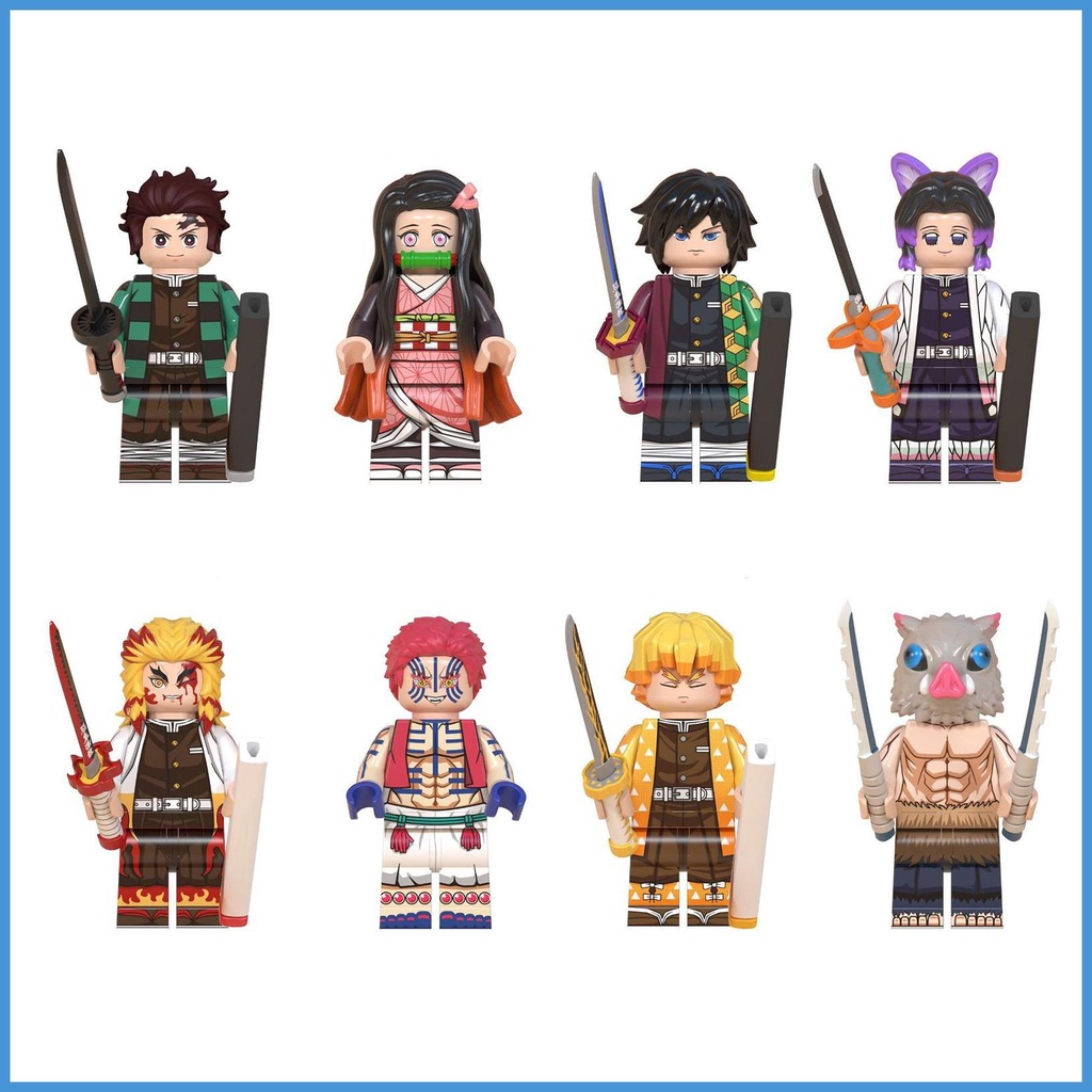 Bộ 8 Mô Hình Nhân Vật Kamado Tanjirou Nezuko Trong Demon Slayer Bằng ABS Dùng Làm Quà Tặng Sinh Nhật Cho Bé