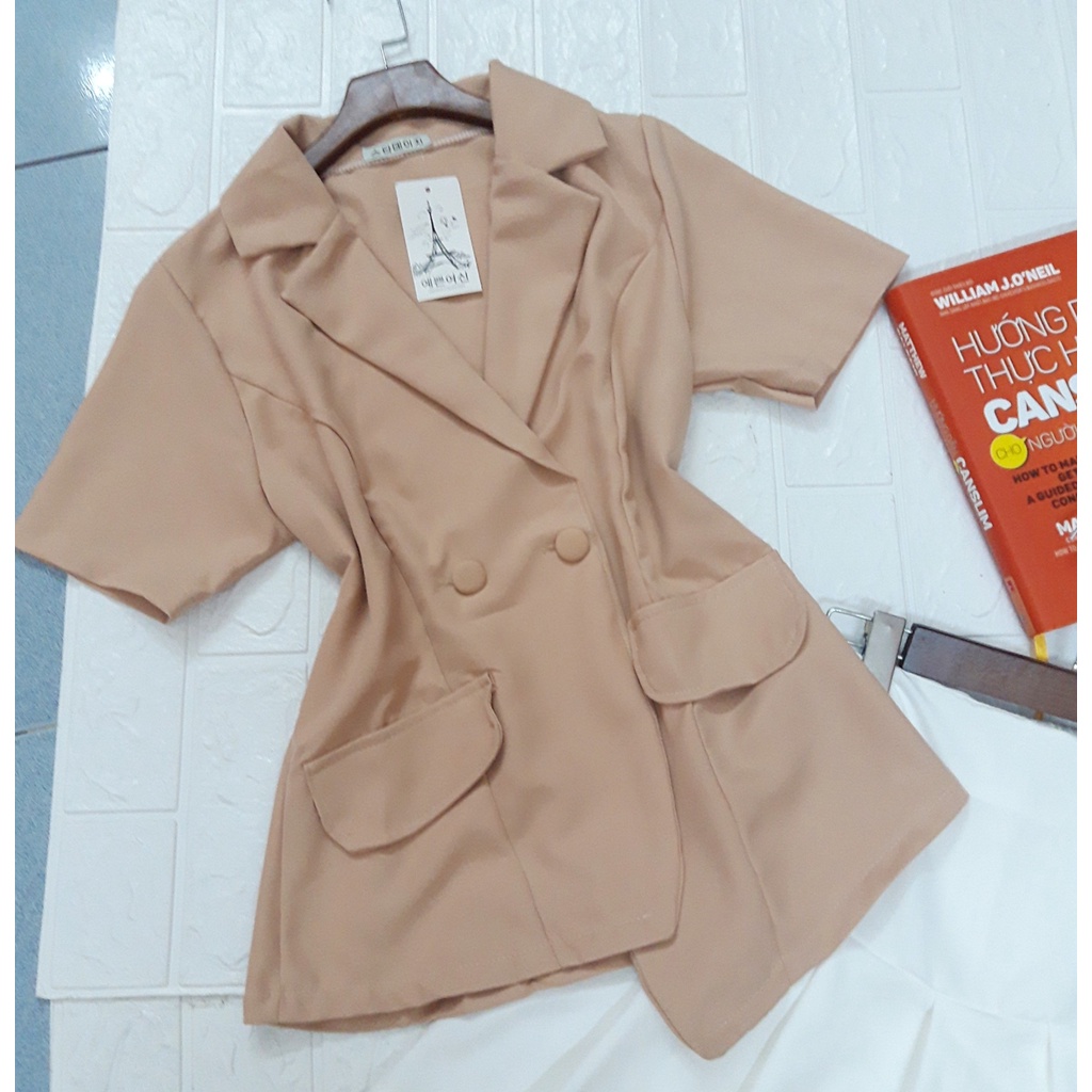 SET CHÂN VÁY XẾP LY PHỐI ÁO CỔ VEST VẠT LỆCH