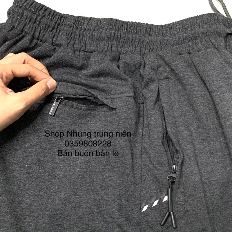 Quần nỉ nam trung niên cho bố, quần mặc nhà hàng chất đep size to túi khoá ống suông
