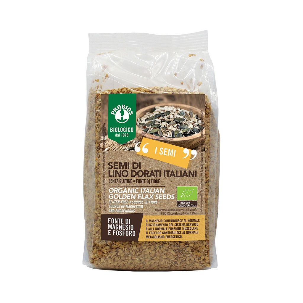 [Mã GROSALE2703 giảm 8% đơn 250K] Hạt lanh hữu cơ Probios 500g - Organic Italian Golden/Brown Flax Seeds