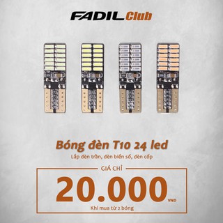 1 bóng đèn T10 W5W 24 led lắp biển số, đèn trần, đèn cốp xe Fadil