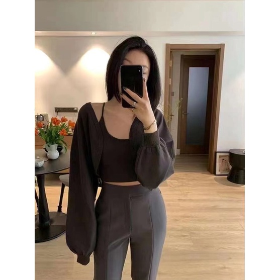 Áo Khoác cardigan Dệt Kim Tay Dài Phong Cách Hàn Quốc Thời Trang Cho Nữ