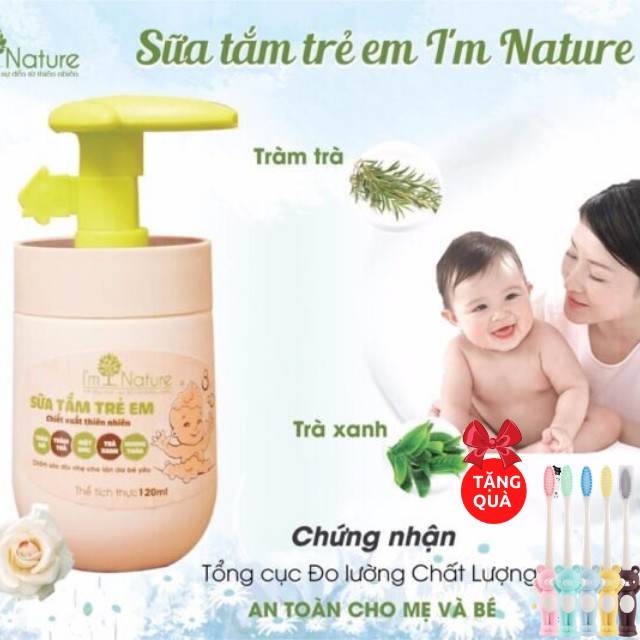 Sữa tắm trẻ em I'm Nature tắm gội dành cho bé ngừa rôm sảy cảm gió dưỡng ẩm mềm mịn da 120ml chính hãng 100% thiên nhiên