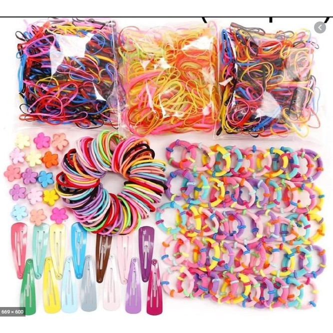 Cột Tóc Đáng Yêu Cho Bé Bộ phụ kiện 780 pcs - hộp Cột Tóc Set 780 Chi Tiết