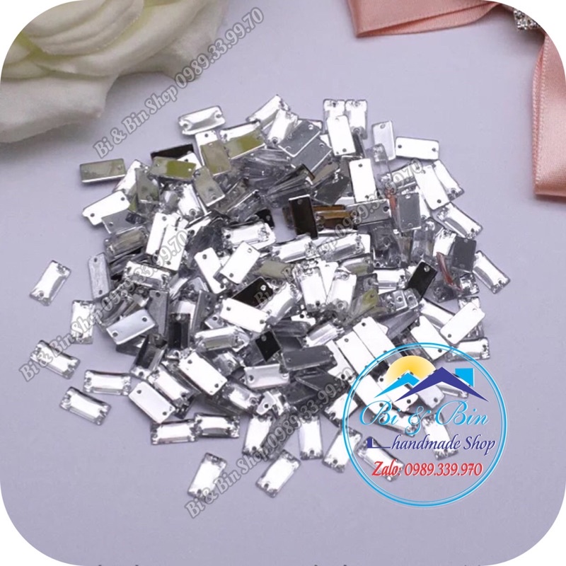 288 Viên Đá Kết Chữ Nhật 5x10mm Đính Kết Trang Phục Thời Trang