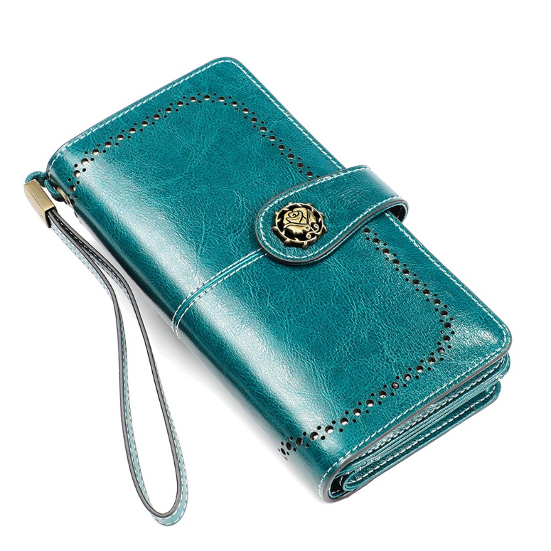 Ví Cầm Tay Bằng Da Thuộc Cỡ Lớn Có Dây Đeo Cổ Tay