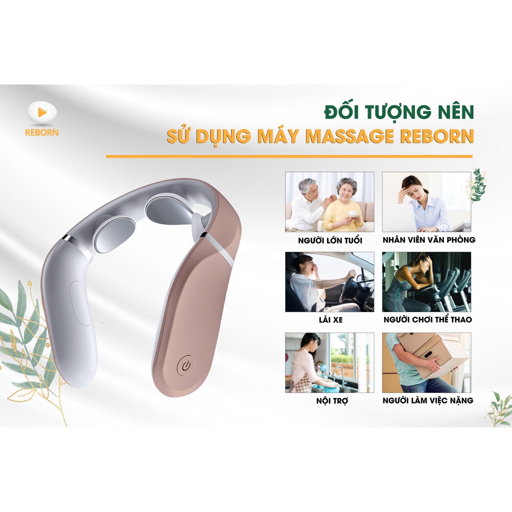 REBORN-Máy Massage 360 độ Cổ/Vai/Gáy Hàn Quốc, sưởi ấm hồng ngoại 4 chế độ, Bảo hành 1 năm, Chính Hãng