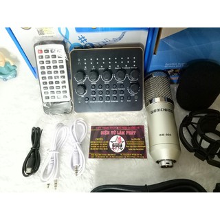 Trọn Bộ Thu âm V10 PLUS  BLUETOOTH + MIC BM900 hát LIVESTREAM, KARAOKE