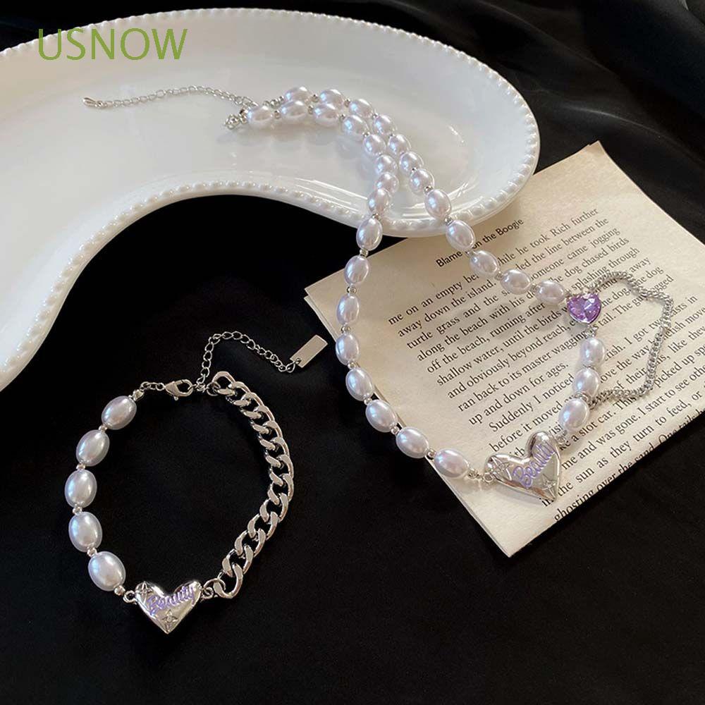 vòng cổ Mặt Trái Tim Đính Ngọc Trai Đơn Giản Thời Trang Hàn Quốc Cho Nữ