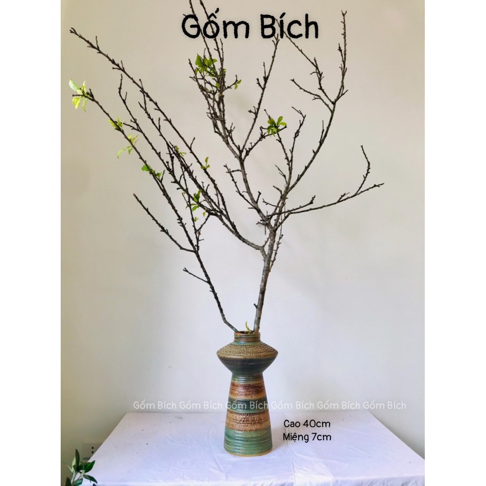 Bình Hoa Lọ Hoa Cao 36cm Men Mộc Cắm Cành Hồng Cành Táo Đẹp Gốm Sứ Bát Tràng - Gốm Bích