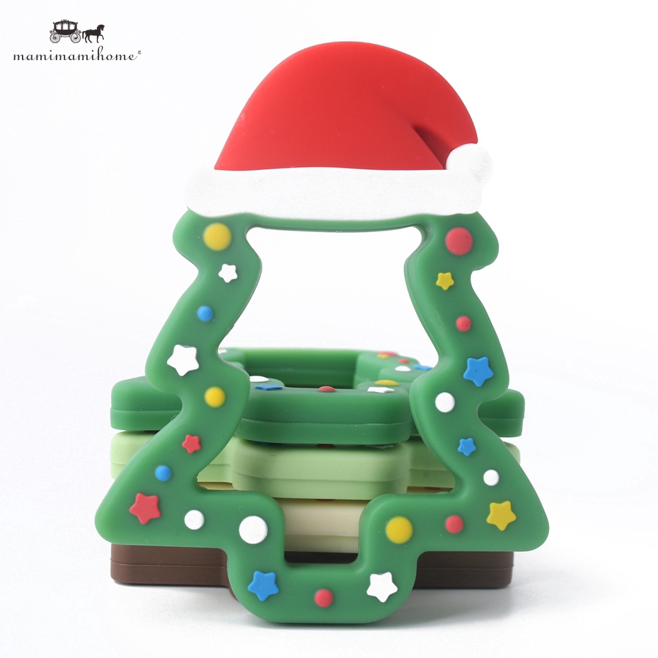 Đồ chơi Mamimamihome hình cây thông đội mũ noel bằng silicon trang trí giáng sinh làm quà tặng cho bé