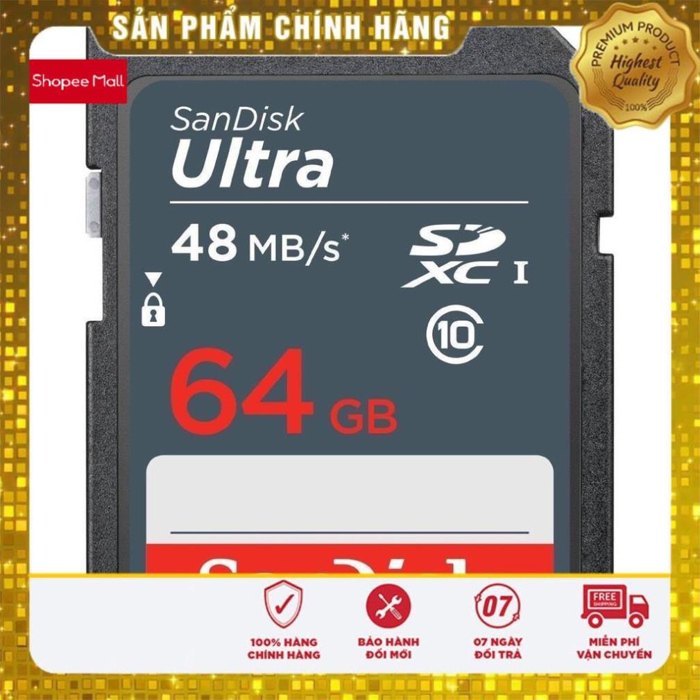(giá khai trương) [Mã ELFLASH5 giảm 20K đơn 50K] [Chính Hãng] SDXC Sandisk Ultra 48MB/S Class 10 64GB