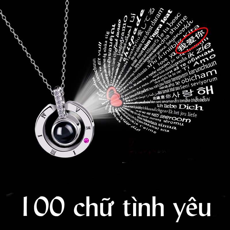 Dây chuyền nữ MẠ BẠC phản chiếu cụm từ “I Love You” bằng 100 thứ tiếng sáng tạo dành thời trang hàn quốc 2019 TG-100w