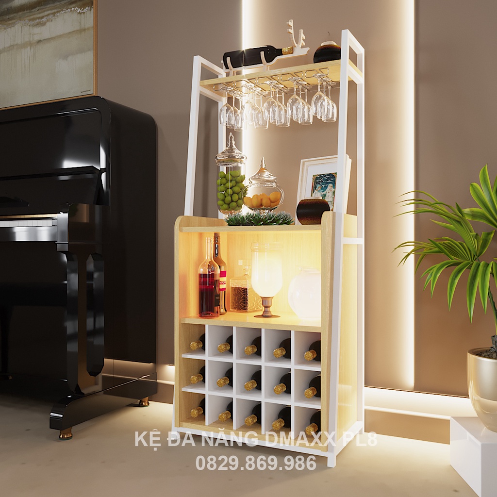 Tủ Rượu KR4000 DMAXX Hiện Đại, Kệ Trưng Bày,Chịu Lực Tốt, Tặng Kèm Bộ Giá Treo Ly