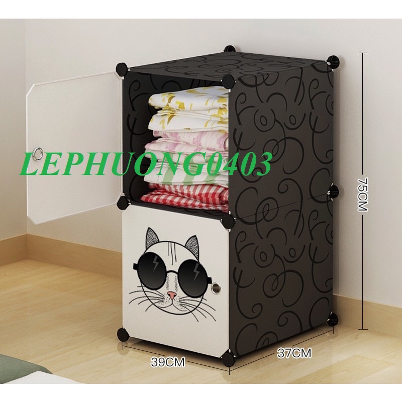 Tủ Nhựa Lắp Ghép, Tủ Đầu Giường Đa Năng 2ô Dễ Tháo Lắp Và Di Chuyển Đựng Quần Áo