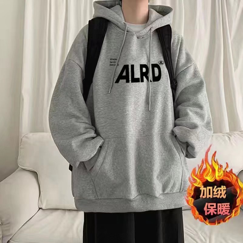 Áo Khoác Hoodie Dáng Rộng Tay Dài Phối Nhung Kiểu Nhật Bản Thời Trang Mùa Thu Năm 2021 Cho Nam