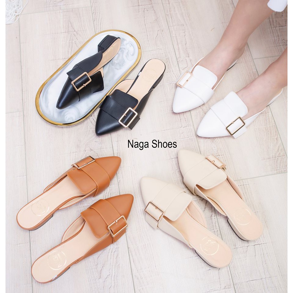 [ FORM NHỎ LẤY LÊN 1 SIZE ] Dép NAGASHOES Mũi Nhọn Có Khóa NAD32