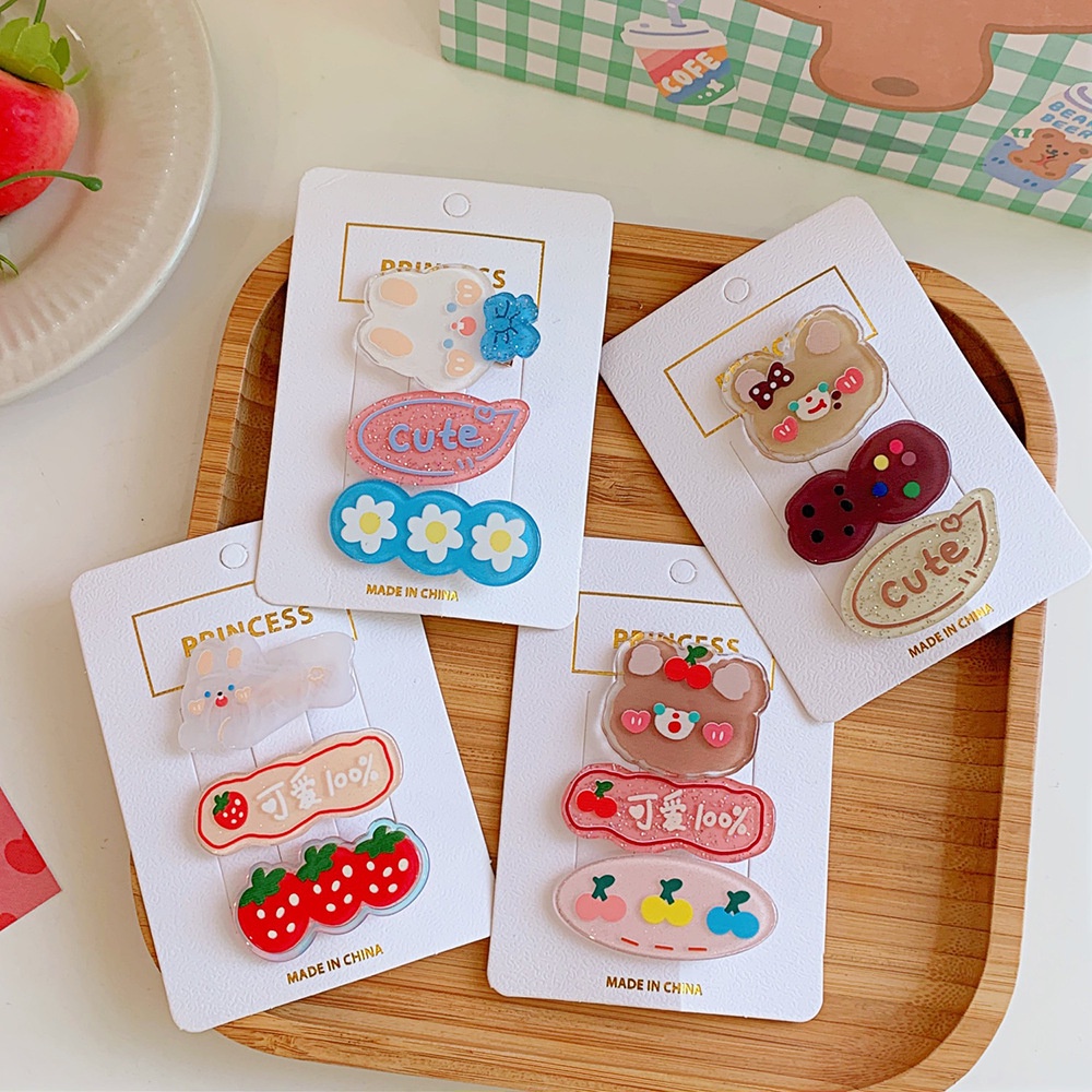Set 3 Kẹp Tóc Mái Họa Tiết Hoạt Hình Dễ Thương - Phụ Kiện Kẹp Tóc