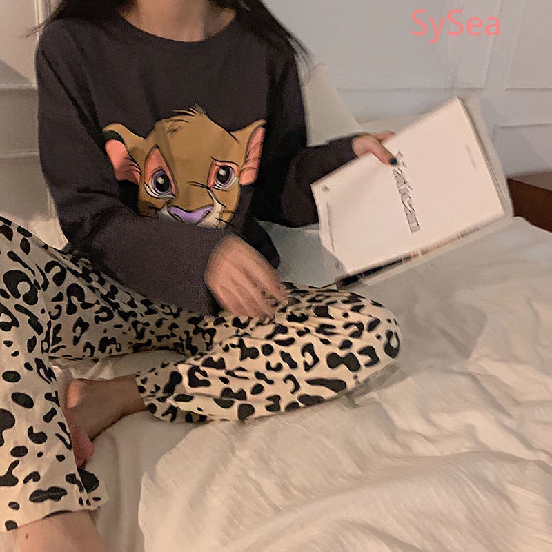 Bộ Đồ Ngủ Họa Tiết Da Báo Thời Trang Mùa Thu Cho Nữ