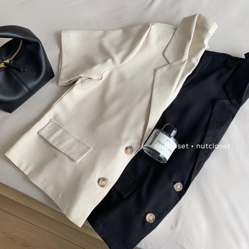 Áo Vest Tay Cộc Xinh Xắn (HÀNG LOẠI 1) Áo Khoác Blazer Tay Ngắn Ulzzang