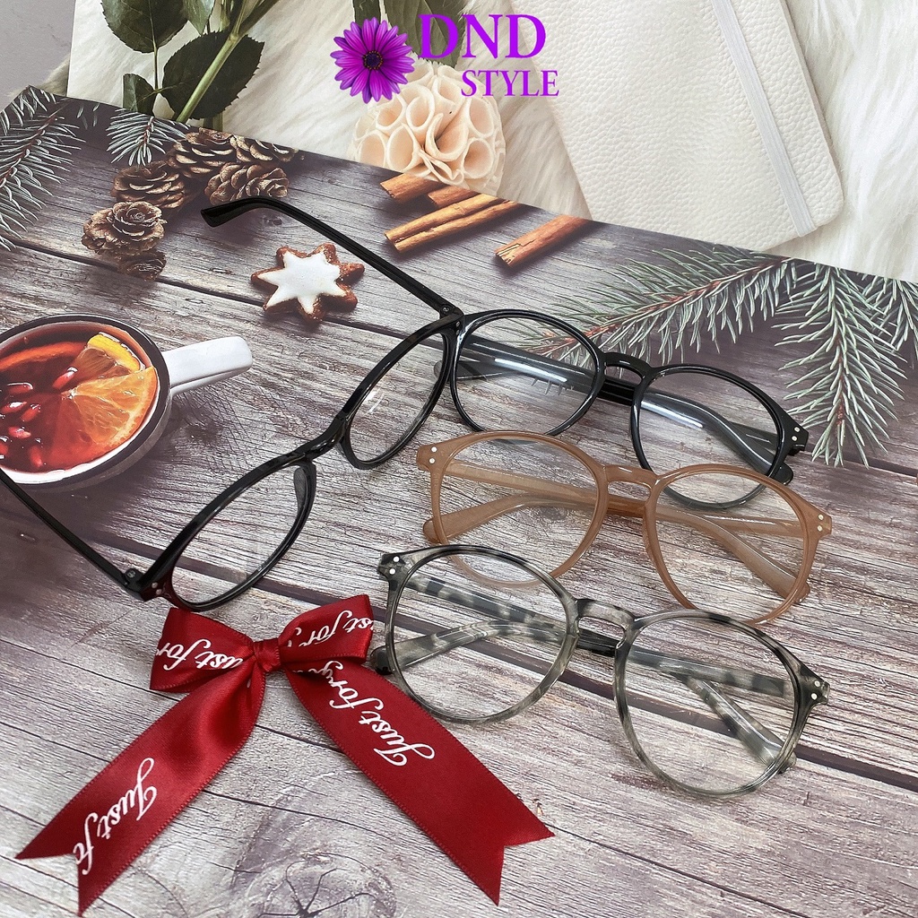 Mắt kính cận nữ tròn H262, gọng kính cận tròn nam nữ unisex 2 chấm fom tròn to hàng đẹp - DND Style