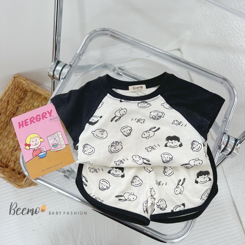 Bộ short cotton hoạ tiết Snopy bé trai-MS72