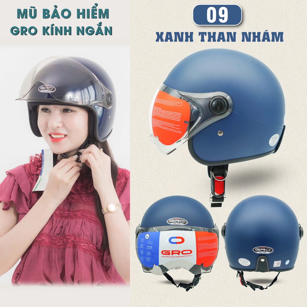 Kính gắn mũ bảo hiểm đa năng, loại che nửa mặt, dùng được cho mọi loại mũ bảo hiểm (Kính Gro ngắn)