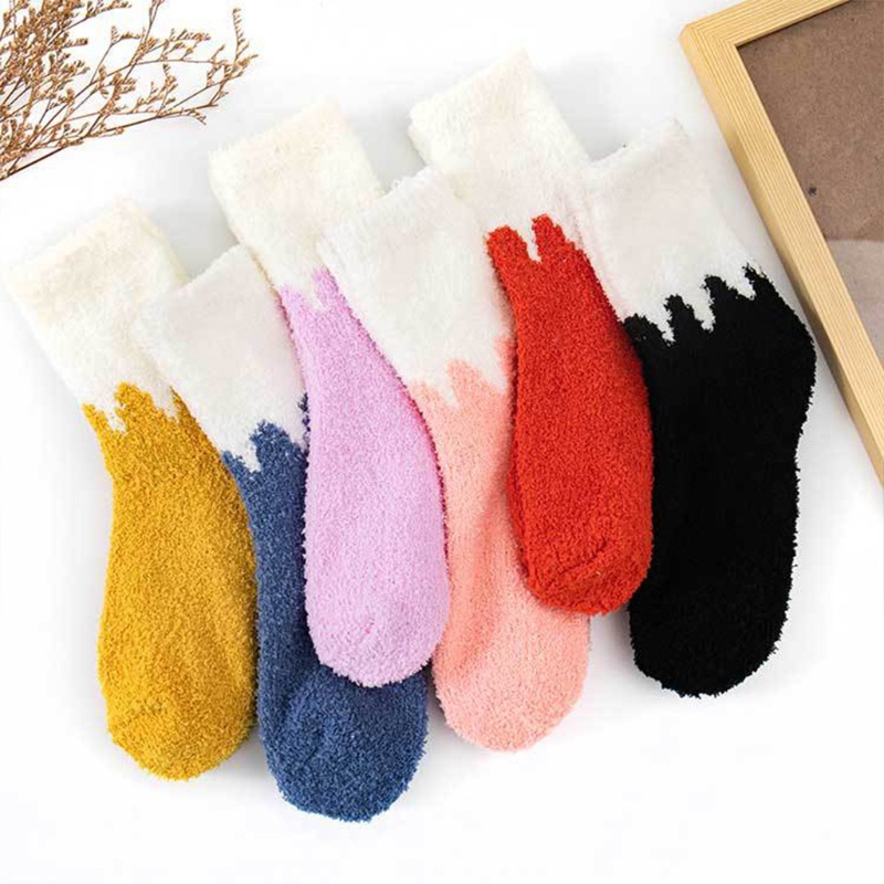 Youyo Vớ Nhung San Hô Giữ Ấm Chân Màu San Hô Xù Lông Sữa Dễ Thương Dành Cho Bạn Nữ