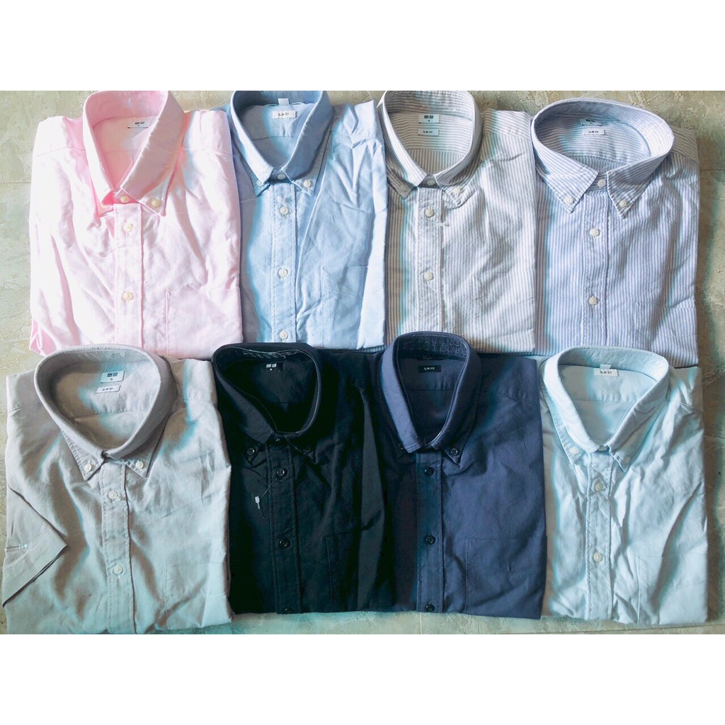 Áo sơ mi nam dài tay dáng slim fit Oxford Uni xuất xịn