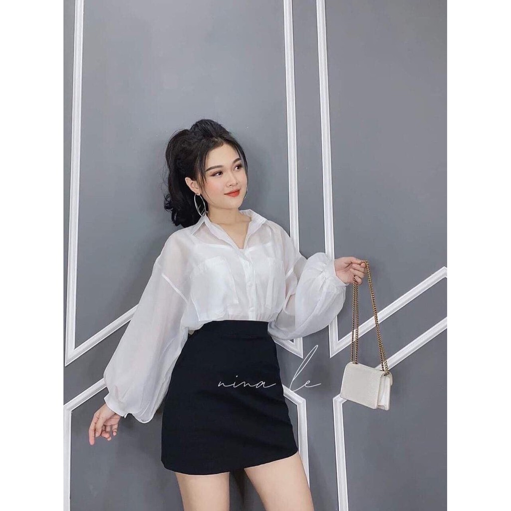 Áo sơ mi nữ thời trang🍁 cổ đức vải voan mềm, kèm áo 2 dây, ulzzang EOBI