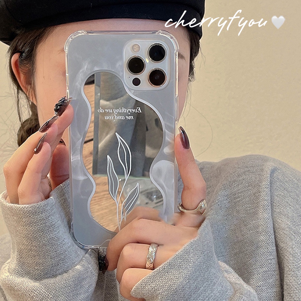 Ốp điện thoại TPU mềm họa tiết chiếc lá và gương trang điểm chống bụi cho IPhone 13 12 11 Pro Max X XR 8 7 Plus | BigBuy360 - bigbuy360.vn