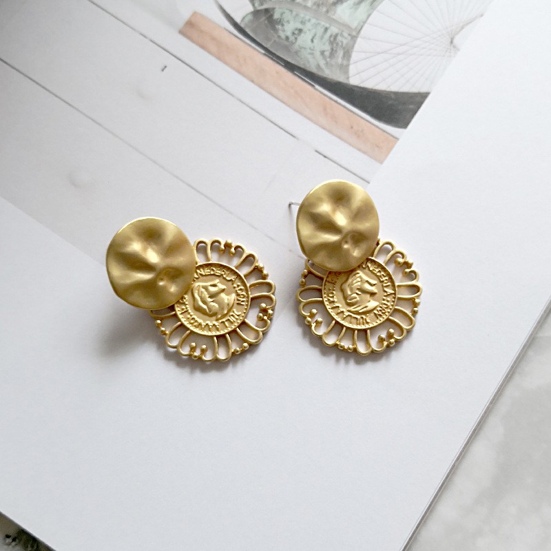 Bông tai hình đồng tiền mạ vạng kiểu dáng cổ điển sang trong dành cho nữ - Mely 1421