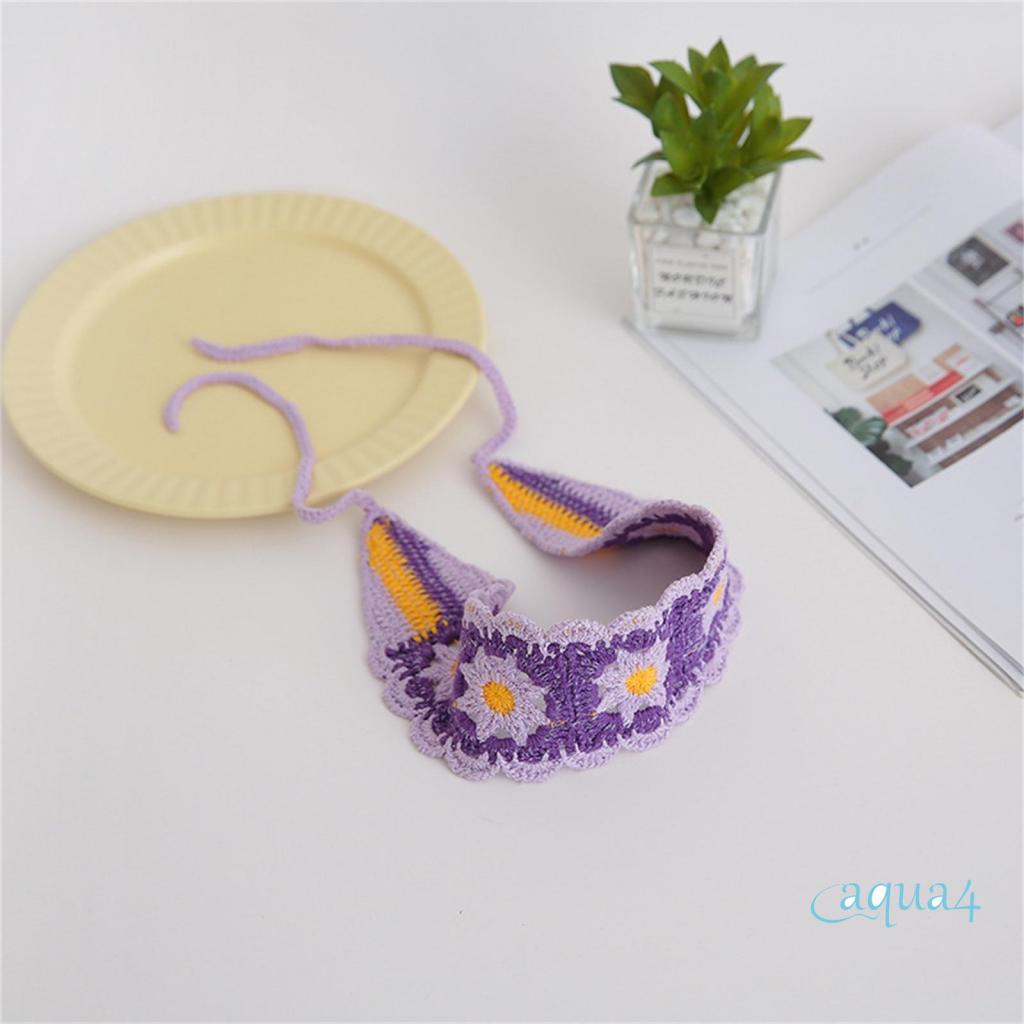 Băng Đô Cài Tóc Đan Móc Xù Màu Trơn / Hoa Rỗng Kiểu Vintage Cho Tuổi Teen