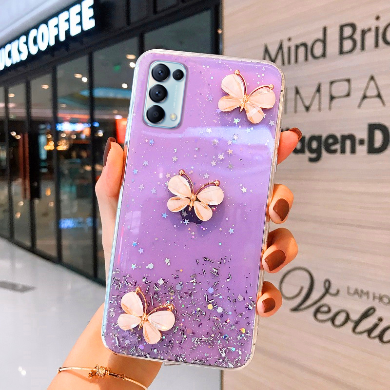 Ốp điện thoại silicon mềm hình bướm kim tuyến cho OPPO Reno6 6 Pro Reno6 Z Reno5 F Reno5 Pro 5G OPPO Reno 5 Pro 2021