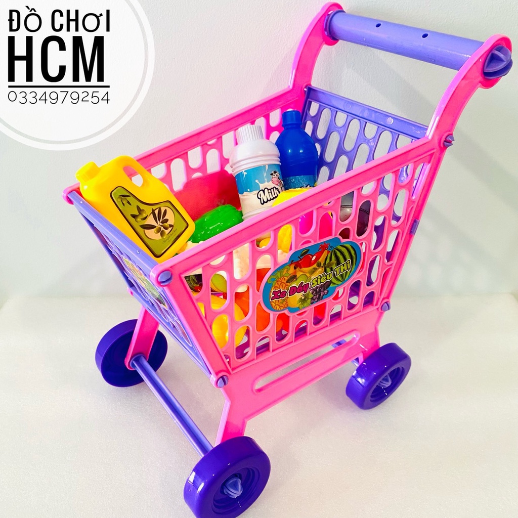 Đồ chơi túi xe đẩy siêu thị CAO 38CM dành cho bé thích nấu ăn, nhà bếp, cắt thái hoa quả, đồ hàng 0264