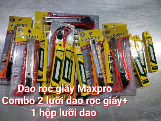 Dao rọc giấy cao cấp Maxpro (2 dao rọc giấy+1 hộp lưỡi dao)