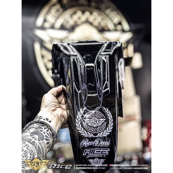 Tem Dán Dè Xe Máy Rice Trắng , Đen , Đỏ , Xanh... RICEDECAL®️