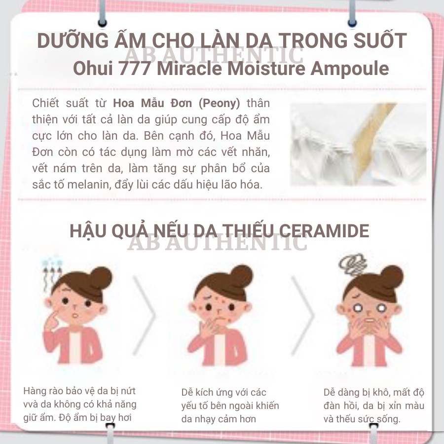 Gói sample Tinh chất cấp ẩm 777 chống lão hóa Ohui Miracle Moisture Ampoule - AB Authentic