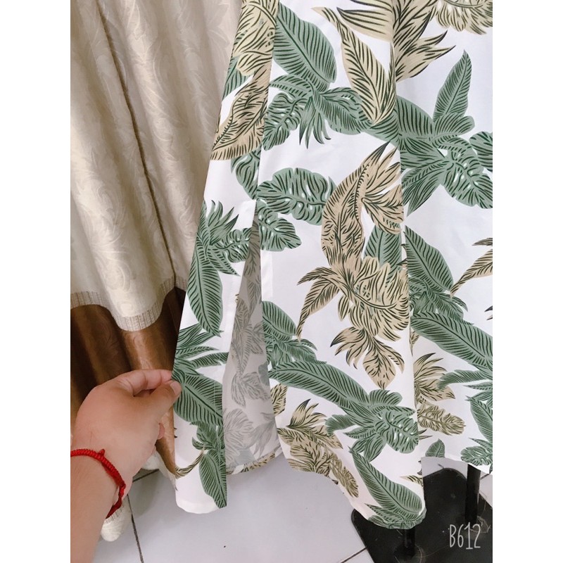 Set áo váy đôi hoạ tiết lá xanh maxi bèo vai chun eo đi biển dễ thương Forever Couple Store (giá gồm áo và váy) | BigBuy360 - bigbuy360.vn