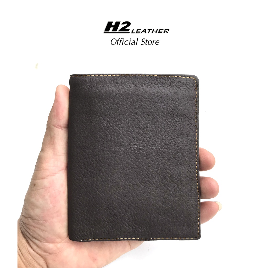 Ví nam da bò gấp đôi vân hạt - H2 LEATHER