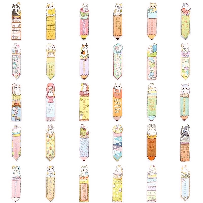 Set 30 Bookmark đánh dấu trang hình con mèo cute